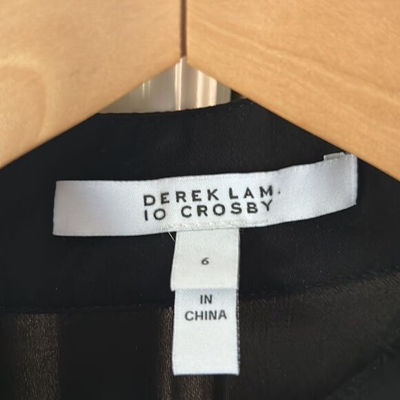 - Derek Lam 10 Crosby silk black high neck keyhole long sleeve blouse 6 - Picture 5 of 11